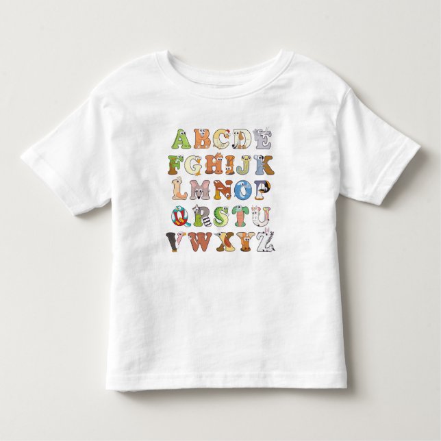 Camiseta Zoo Animal Alphabet Letters ABCs Learning (Frente)