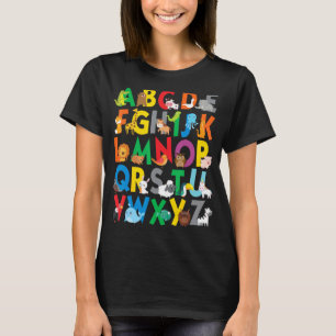 Camiseta Zoo Animal Alphabet Shirt ABC Aprendendo rapazes,
