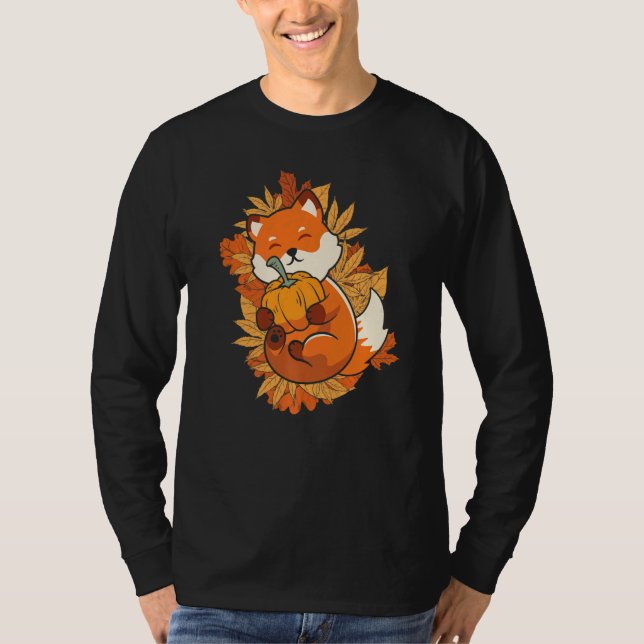 Camiseta Zoo Animal Fox Autumn Falling Leaves Forest Animal (Frente)