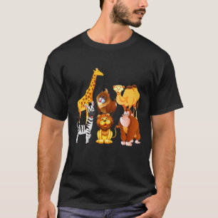 Camiseta Zoo Animal Lion Orangutan Monkey Giraffe Zebra Ca