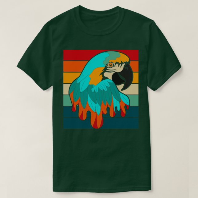 Camiseta Zoo Animal Retro Bird Macaw (Frente do Design)