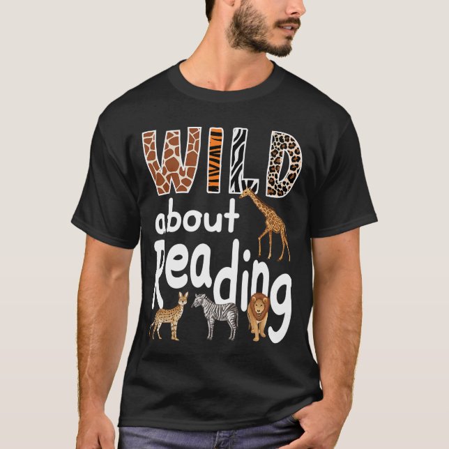 Camiseta Zoo Animals Wild About Reading Books Reader Lover  (Frente)
