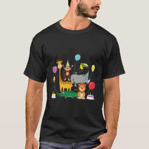 Camiseta Zoo Giraffe Animal Mackey Lion Crocodilo Aniversár