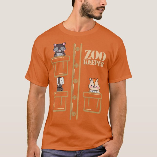 Camiseta Zoo Guardião Costume Halloween Safari Homens Adult (Frente)