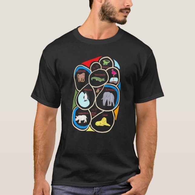 Camiseta Zoo Park Mapeia Animais Meninos Gráfico Raparigas  (Frente)