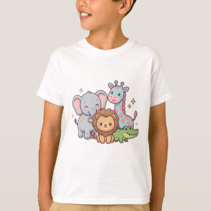 Camiseta Zoológico Animal Fofo Kawaii Criança Diversão Selv