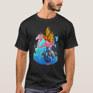 Camiseta Zoológico de aves exóticas Borboleta Rosa Fla