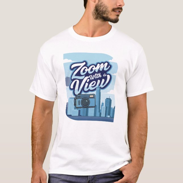 Camiseta Zoom Com uma Câmera de Visão Paisagem Urb (Frente)