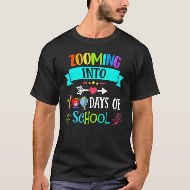 Camiseta Zooming Into 100 Days Of School Teacher Kids (Frente)