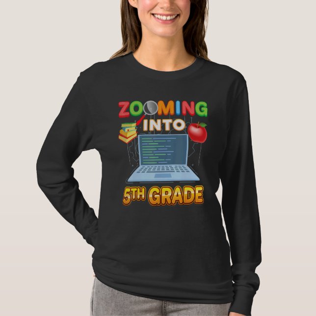 Camiseta Zooming Into 5th Grade Fifth Virtual Student Learn (Frente)