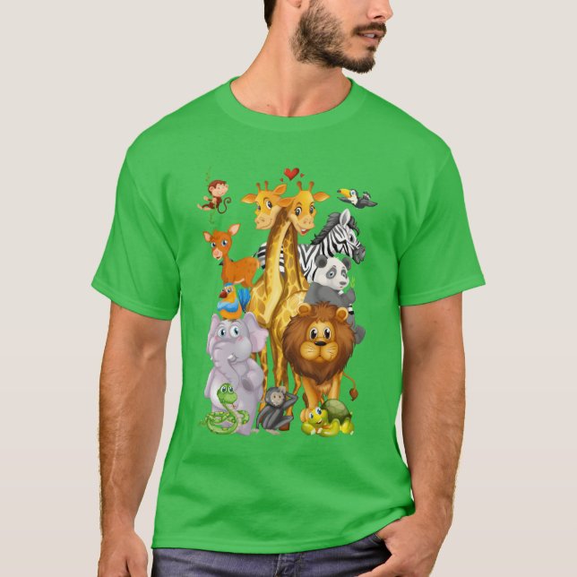 Camiseta Zoorip Cute Zoo Animals retro (Frente)