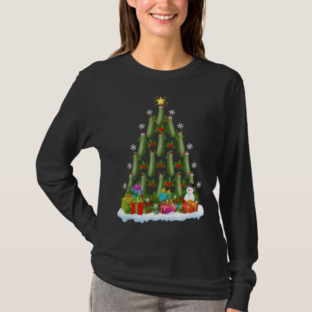 Camiseta Zucchini Xmas Tree Lighting Papais noeis Zucchini  (Frente)