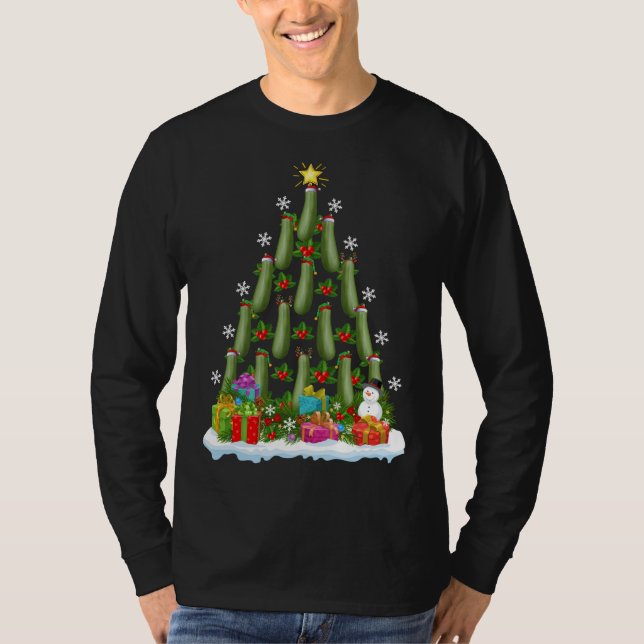 Camiseta Zucchini Xmas Tree Lighting Papais noeis Zucchini  (Frente)