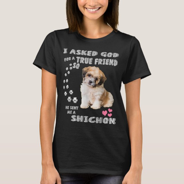 Camiseta Zuchon Dog Mom Costume, Shih Tzu-Bichon mix pup  (Frente)