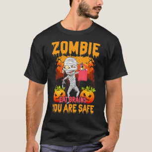 Camiseta Zumbi Come Cérebros Você Está Seguro Abóbora Assus