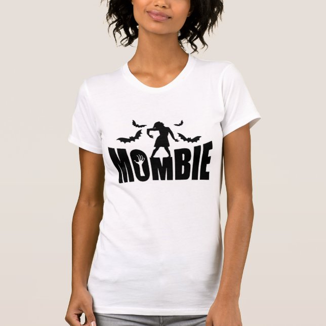 Camiseta Zumbi "Mombie" engraçado e fofo de Halloween para  (Frente)