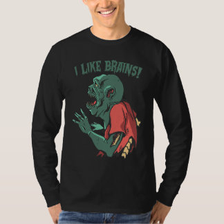 Camiseta Zumbis Comem Cérebros Dia das Bruxas Meninos Crian