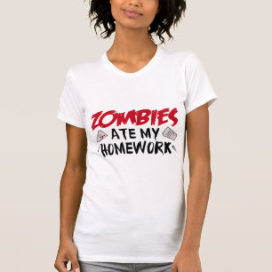 Camiseta Zumbis Comeram Minha Lição de Casa