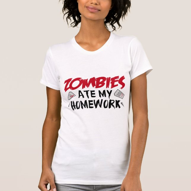 Camiseta Zumbis Comeram Minha Lição de Casa (Frente)