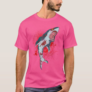 Camiseta Zumbis e Presentes Tubarão Sangrento Horror Hallow