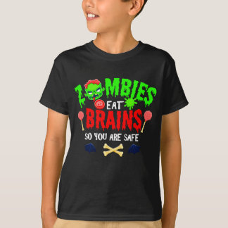 Camiseta Zumbis engraçados de Halloween Comem Cérebros Você