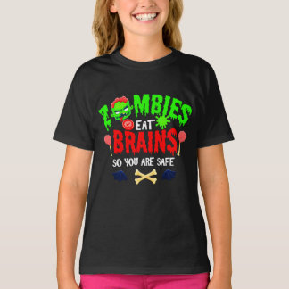 Camiseta Zumbis Engraçados de Halloween Comem Cérebros Você