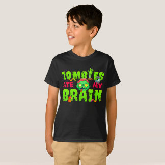 Camiseta Zumbis Engraçados de Halloween Comeram Meu Cérebro