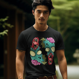 Camiseta Zumbis Negros Coloridos com Cérebros Expostos Lega