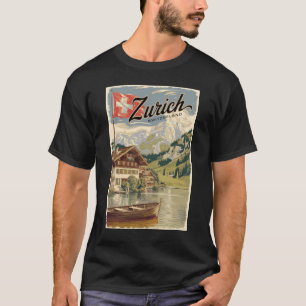 Camiseta Zurich Suiça Painterly Viagem Art Vintage