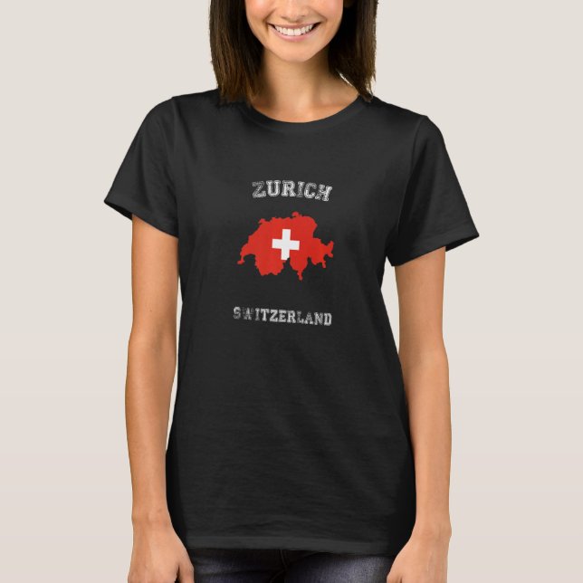 Camiseta Zurich Switzerland Classic Switzerland Flag Map (Frente)