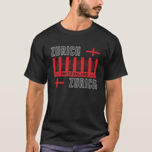 Camiseta Zurique Suíça Tipografia Moderna Desenho de Viagem