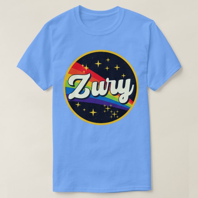 Camiseta Zury Rainbow No Estilo De Vintage Espacial (Frente do Design)