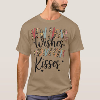Camiseta ZXkJ Ano Novo Deseja Matchi Família Kisses Meia-No