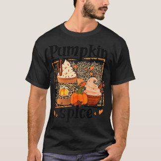 Camiseta ZyVb Leopard Pumpkin Spice Queda Autumn Pumpkin Th