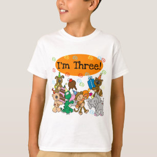 Camisetas aniversário de 3 anos de animais de fest