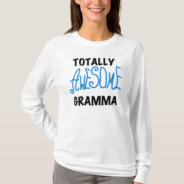 Camisetas Azuis Totally Awesome Gramma Presentes (Frente)