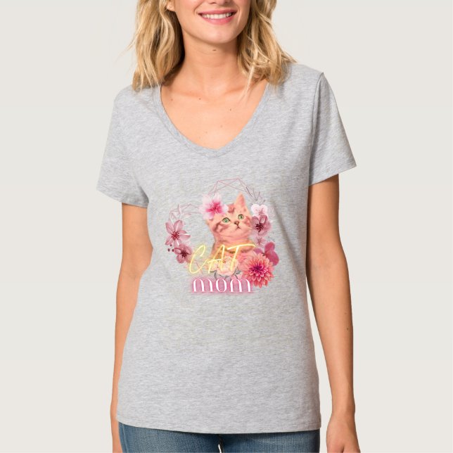 Camisetas bonitinhas de gatos femininas - Engraçad (Frente)