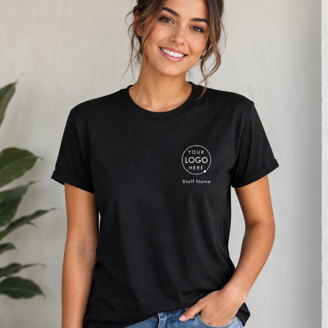 Camisetas | Camisa de Trabalho Uniforme de Equipe  (Custom logo staff T-shirts with a clean left chest design for branded employee uniforms)