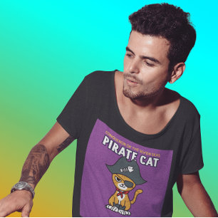 CAMISETAS-CAMISAS DE T-SHIRTS COM FUNNY CAT PIRATE