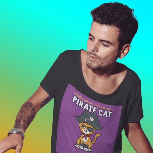 CAMISETAS-CAMISAS DE T-SHIRTS COM FUNNY CAT PIRATE (Criador carregado)