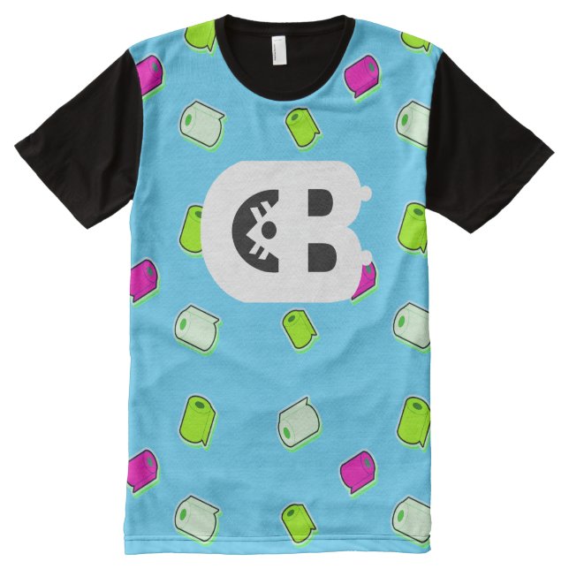 Camisetas Com Impressão Frontal Completa Azul T Mostra O Rolo De Banheiro (Frente)