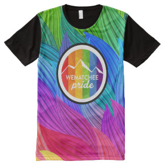 Camisetas Com Impressão Frontal Completa T colorido brilhante do orgulho