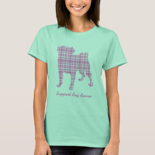 Camisetas cor-de-rosa do Pug da xadrez dos amigos