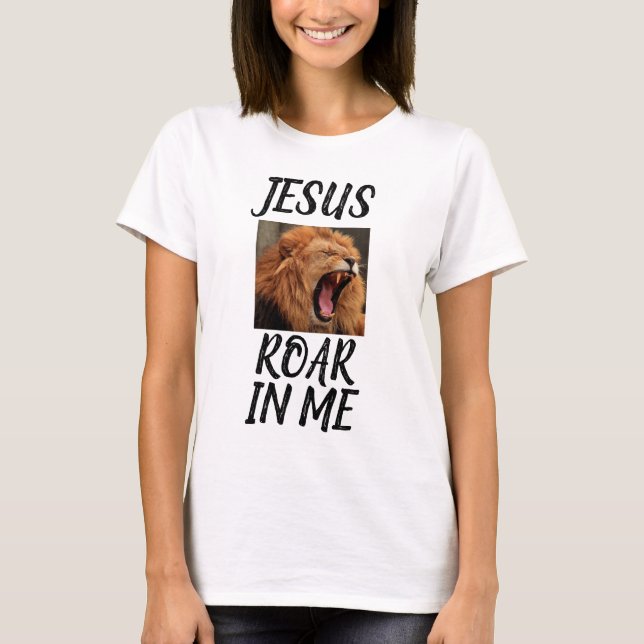 CAMISETAS CRISTÃS JESUS LION ROAR EM MIM (Frente)