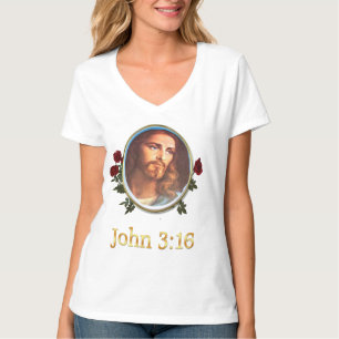 Camisetas cristãs para mulheres John 3:16