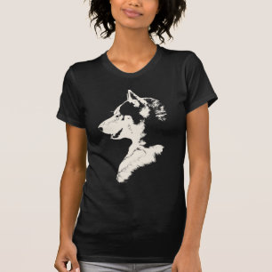 Camisetas da arte do rouco/lobo das mulheres