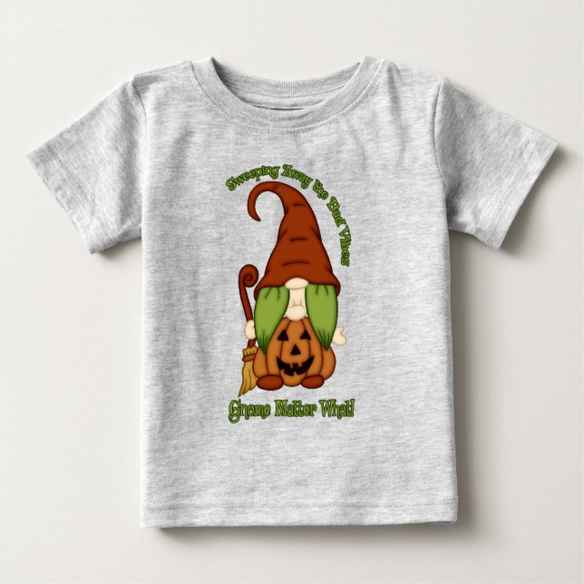 Camisetas de Abóbora Bruxa com Piadas de Gnome-O-W (Frente)