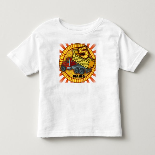 Camisetas de aniversário de 5 anos Caminhão de des (Frente)