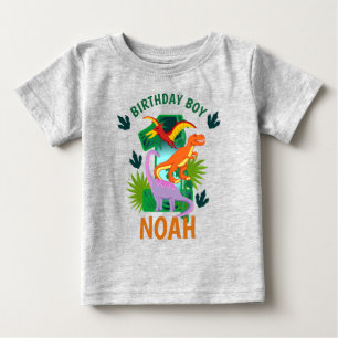 Camisetas de aniversário de dinossauro para crianç