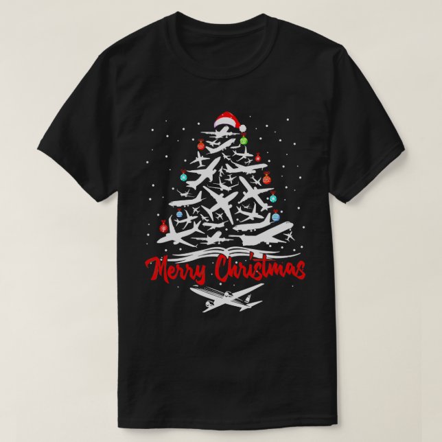 Camisetas de Árvore de Natal de avião (Frente do Design)